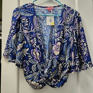 Large Paisley Floral Fitted Crop Top - Flying Tomato